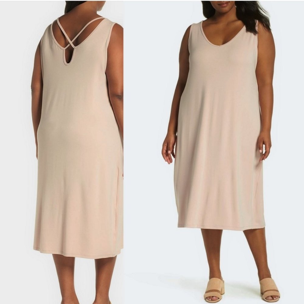 Sejour Nordstrom Cross Back Sleeveless Dress 0X=12W See Measurements Soft Knit